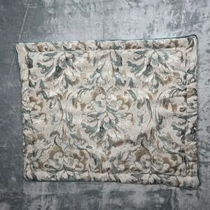 J. Queen New York Lansbury Pillow Sham Standard Blue Tan Damask Jacquard Quilted